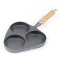 mini egg cast iron skillet divided frying pan with wood handle